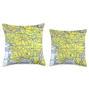 15 Degrees East Aeronautical Chart Los Angeles VFR sectional Pilot Throw Pillow, 16x16, Multicolor