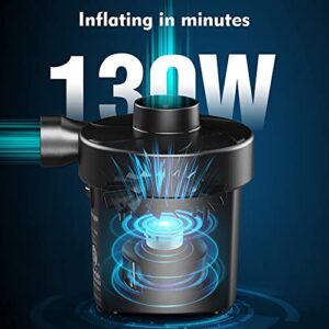 Electric Air Pump, FUNAVO Portable Air Pump With 3 Nozzles, 130 W Quick-fill Electric Pump, Inflate/Deflate Air Pumps for Inflatable Swimming Pools, Air Mattress, Boats, Swimming Ring (110 V AC 60 Hz)