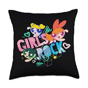 the powerpuff girls girls rock throw pillow, 18x18, multicolor
