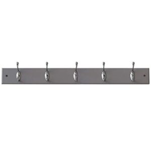 home basics durable 5-double-hooks wall-mounted hanging rack, grey | place in entry way | hanging in a garage | store essentials before you leave the house