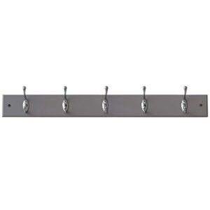 Home Basics Durable 5-Double-Hooks Wall-Mounted Hanging Rack, Grey | Place in Entry Way | Hanging in a Garage | Store Essentials Before You Leave The House