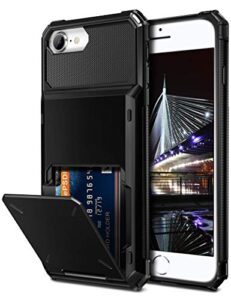 vofolen case for iphone 6s 6 7 8 case wallet credit card holder id slot pocket scratch resistant dual layer protective bumper rugged tpu rubber armor hard shell cover for iphone 6 6s 7 8 black