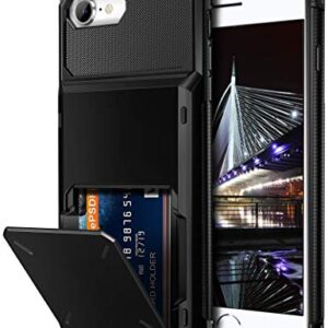 Vofolen Case for iPhone 6s 6 7 8 Case Wallet Credit Card Holder ID Slot Pocket Scratch Resistant Dual Layer Protective Bumper Rugged TPU Rubber Armor Hard Shell Cover for iPhone 6 6s 7 8 Black