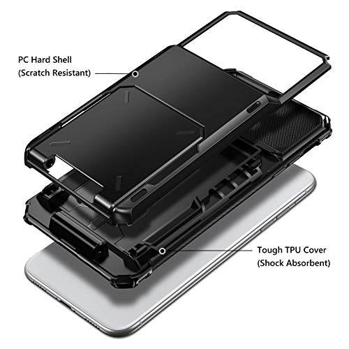Vofolen Case for iPhone 6s 6 7 8 Case Wallet Credit Card Holder ID Slot Pocket Scratch Resistant Dual Layer Protective Bumper Rugged TPU Rubber Armor Hard Shell Cover for iPhone 6 6s 7 8 Black