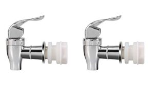 silver beverage dispenser replacement spigot, push style spigot for beverage dispenser carafe, water dispenser replacement faucet (2 pack)