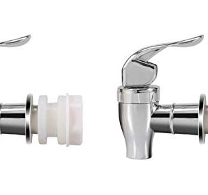 Silver Beverage Dispenser Replacement Spigot, Push Style Spigot for Beverage Dispenser Carafe, Water Dispenser Replacement Faucet (2 PACK)