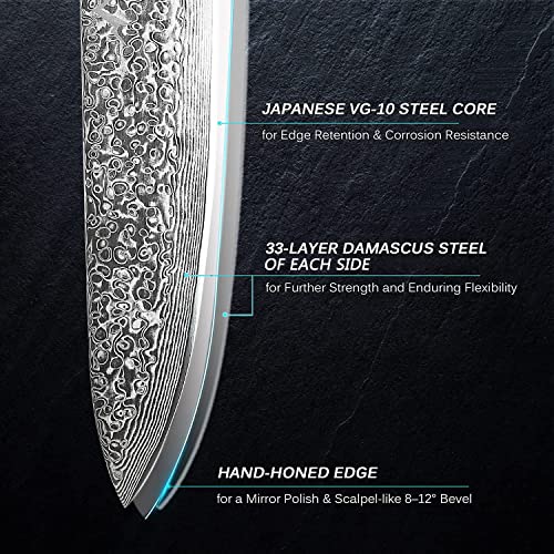 SANNKA Chef Knife Kiritsuke Knife 8.5 inch Damascus Knife Kitchen Knife Japanese Knife VG10 High Carbon Steel Knife 67-Layer Steel Japanese Kitchen Knife Cooking Knife Sharp Knife with Knife Sheath