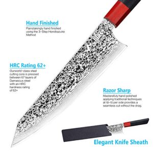 SANNKA Chef Knife Kiritsuke Knife 8.5 inch Damascus Knife Kitchen Knife Japanese Knife VG10 High Carbon Steel Knife 67-Layer Steel Japanese Kitchen Knife Cooking Knife Sharp Knife with Knife Sheath