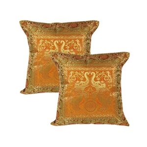 decorhack by arusaya set of 2 elephant design indian traditional throw pillow cover beige cushion cover 16 x 16 inch