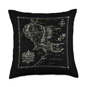 new line cinema the lord of the rings map of middle earth throw pillow, 18x18, multicolor