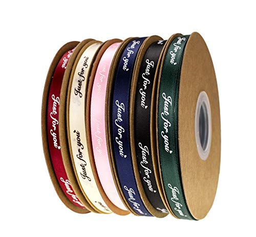 ATRBB 50 Yards 3/8 Inch Wide Just for You Printing Satin Ribbon Perfect for Wedding,Gift Wrapping and Floral Packaging (Black)