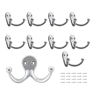home master hardware double prong robe hooks coat towel hanger for bathroom toilet kitchen wall mounted with screws 10 pack