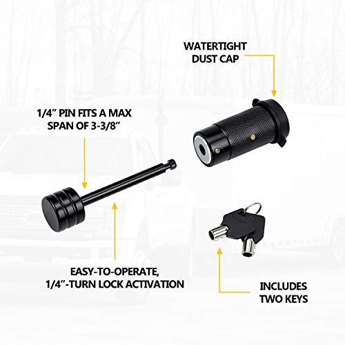 Trailer Hitch Coupler Locking Pin 1/4 Inch Diameter 2-1/2 Inch Long for Truck Car and Boat Fits Class III IV Hitches Cenipar Towing Locks