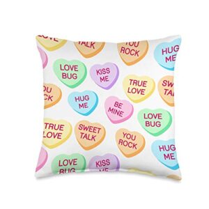 grayfox happy valentines day happy valentines day candy conversation cute hearts throw pillow, 16x16, multicolor