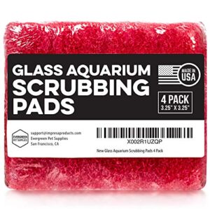 [4 Pack] Aquarium Cleaner for Glass Walls - Aquarium Scrubber - Hand Held Scraper Pad - Made in USA - Fish Tank Cleaning Tools Won't Scratch Glass - Aquarium Sponge for Turtle & Fish Tank