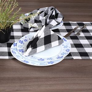 Cloth Dinner Napkins, Cloth Napkins Set of 4 Hemmed, Check Napkins, Napkin Cloth Washable, Buffalo Check Napkins Cloth Washable, Fall Cloth Napkins, Napkins Mitered Corner - 18x18 Inch - Black White