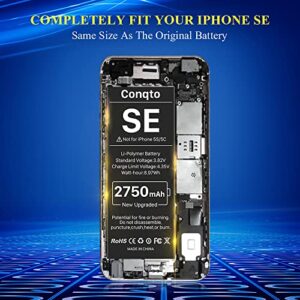 [2750mAh] Battery for iPhone SE 2016 1st Gen, Conqto New 0 Cycle High Capacity Battery Replacement for iPhone SE Models A1662, A1723, A1724 with Complete Professional Repair Tools Kit