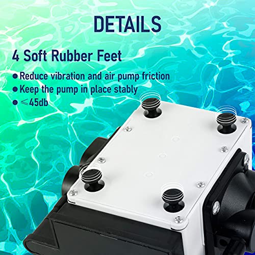 PONDFORSE Air Pump for Aquariums and Hydroponic Systems with Air Flow Control Lever Valve, Adjustable Airflow Fish Tank 475GPH Air Pump 20W 30L/min (475GPH, 20W)