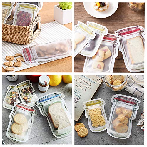 40 PCS Reusable Mason Jar Ziplock Bags, Food Storage Fresh and Leak Proof Bags for Kitchen Camping Picnic Organizer