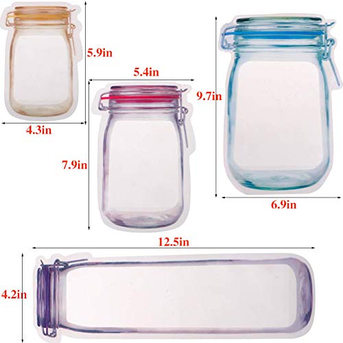 40 PCS Reusable Mason Jar Ziplock Bags, Food Storage Fresh and Leak Proof Bags for Kitchen Camping Picnic Organizer