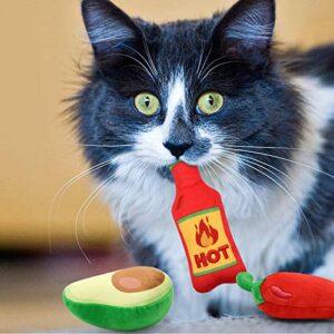 6 Pack Avocato Taco Chili Nacho Catnip Toys Dental Health Cat Toys Interactive Cat Toys for Indoor Cats Kitten Toy Cat Chew Toy Catnip Toys for Cats Gift for Cat Lovers Indoor Boredom Relief Supplies