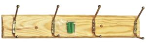 natural wooden board coat hook rack high alloy brass (4 hook)