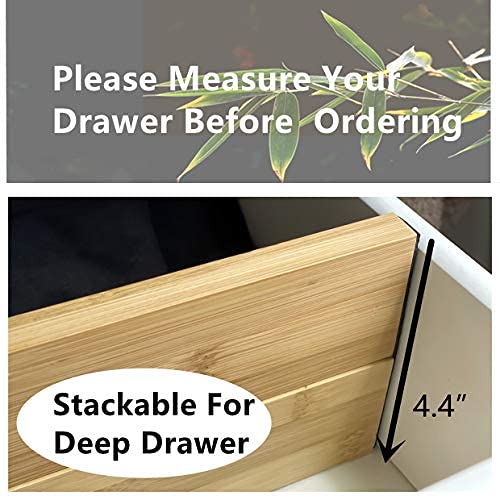 Popin Lover Drawer Adjustable Dividers Bamboo Separators Organization Expandable Organizers 17-22inch for Kitchen Bedroom Bathroom Dresser Baby Drawers & Closet Office 4-pack