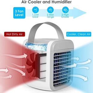 Pesonder Portable, Personal 3-in-1, Compact Evaporative Cooler Humidifier, 3 Wind Speed Desktop Air Conditioner Fan, Suitable for Home/Office, Gray