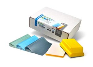 super buflex flexible polishing sheets starter kit, sp19160, k2000 - k3000, 15 sheets + 1 interface pad + 1 hand block