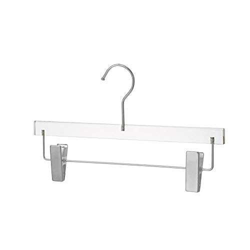 YBM Home Quality Acrylic Clear Skirt Hangers Made of Clear Acrylic for a Luxurious Look and Feel for Wardrobe Closet, Skirt Hangers Organizes Closet, Silver, 4103-1