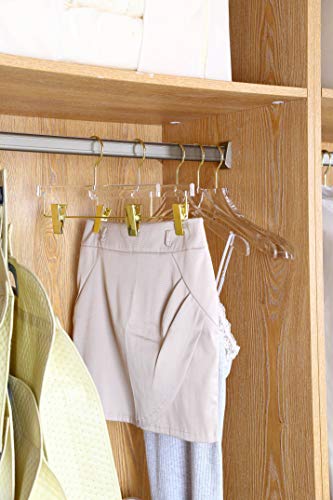 YBM Home Quality Acrylic Clear Skirt Hangers Made of Clear Acrylic for a Luxurious Look and Feel for Wardrobe Closet, Skirt Hangers Organizes Closet, Silver, 4103-1