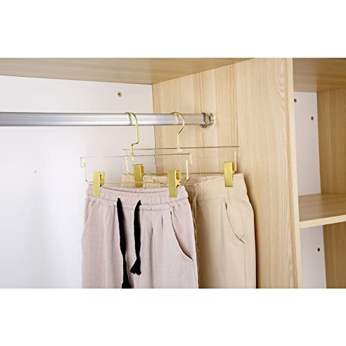 YBM Home Quality Acrylic Clear Skirt Hangers Made of Clear Acrylic for a Luxurious Look and Feel for Wardrobe Closet, Skirt Hangers Organizes Closet, Silver, 4103-1