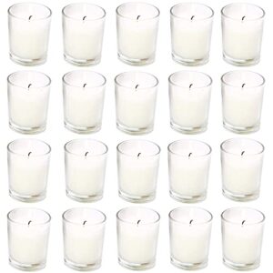 unscented clear glass votive candles, long 15 hour burn time, for home, spa, wedding, birthday, holiday, restaurant, party, birthday, 20 pack