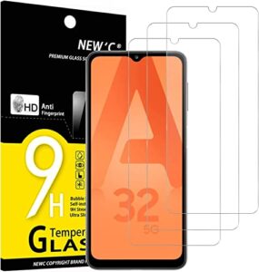 new'c [3 pack] designed for samsung galaxy a32 5g screen protector tempered glass, case friendly ultra resistant