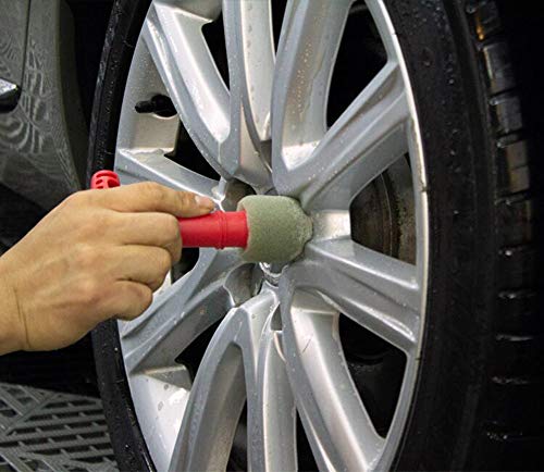 Huakun 1 Set Wheel Fitting Lug Nut Cleaning Brush Detachable Car Detailing Tool Soft Sponge Cleaner Used to Clean Dead Corners Around Various Nuts