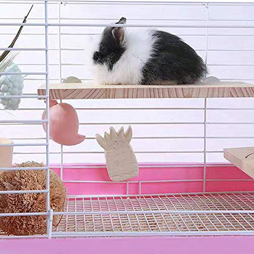 AHANDMAKER Pet Perch Platform Stand Wood, 2 Pcs Square Shelf Stand Board for Small Animals Parrot Gerbil Rat Mouse Chinchilla Hamster Cage Accessories Exercise Toys