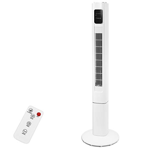 Kismile 36'' Tower Fan with Remote, Oscillating Quiet Cooling Fan, Bladeless Standing Fan with 3 Modes, Built-in Timer, LCD Display for Home/Office (White, 36 Inch) (47 inch, White)