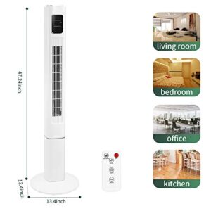 Kismile 36'' Tower Fan with Remote, Oscillating Quiet Cooling Fan, Bladeless Standing Fan with 3 Modes, Built-in Timer, LCD Display for Home/Office (White, 36 Inch) (47 inch, White)