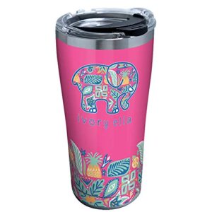 tervis triple walled ivory ella insulated tumbler cup keeps drinks cold & hot, 20oz - stainless steel, tiki tiki