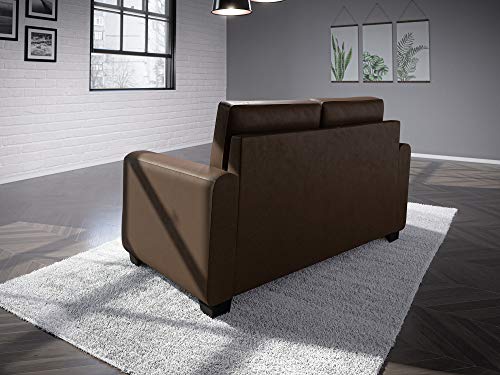 Edenbrook Wasatch Upholstered Loveseat with Track Arms – Mid Century Modern Couch, Loveseat, Oxford Brown