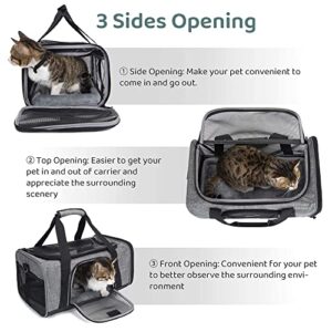 Wakytu TSA Approved Pet Carrier for Small Cats Dogs, Dog Carrier Travel Bag with Adequate Ventilation, 5 Mesh Windows, 3 Entrance, Locking Safety Zippers, Padded Shoulder and Carrying Strap, Small