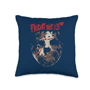 friday the 13th jason rough mask throw pillow, 16x16, multicolor