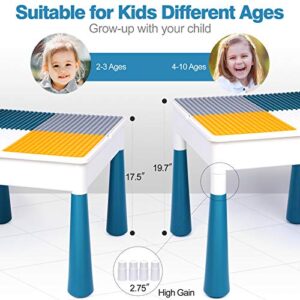 arscniek Toddlers Activity Table 7 in 1 Kids Activity Table and Chair Set with 152Pcs Large Marble Run Building Blocks, Sand/Water Table, Kids Learning Play Table Toys for Girls Boys Toddler Age 3-7
