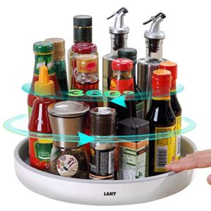 lamy lazy susan organizer kitchen organization, 12 inch lazy susan turntable for cabinet, pantry, refrigerator and table, white