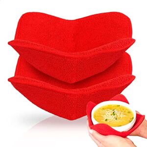 small microwave bowl huggers - polyester bowl holders for hot food hot plate holder microwave bowl cozy huggers - heat resistant plate hot pads microwave hand warmers reusable kitchen gadget liberhaus