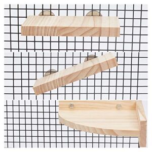 AHANDMAKER 4 Pcs 2 Sizes Wood Pet Cage Platform, Pet Perch Platform Stand, Wood Perch for Small Animals Parrot Gerbil Rat Mouse Chinchilla Hamster Cage Accessories Exercise Toys