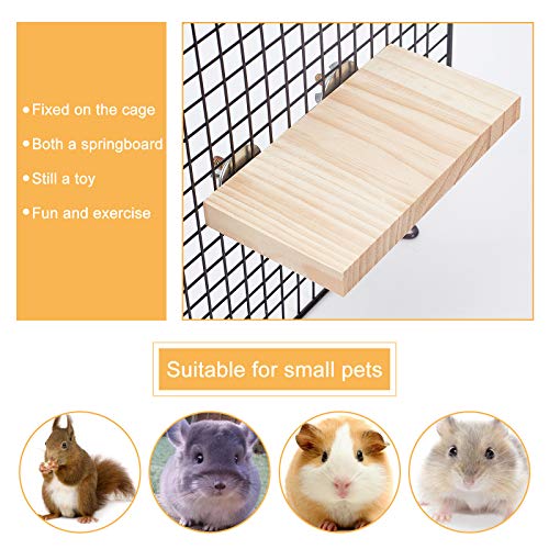 AHANDMAKER 4 Pcs 2 Sizes Wood Pet Cage Platform, Pet Perch Platform Stand, Wood Perch for Small Animals Parrot Gerbil Rat Mouse Chinchilla Hamster Cage Accessories Exercise Toys