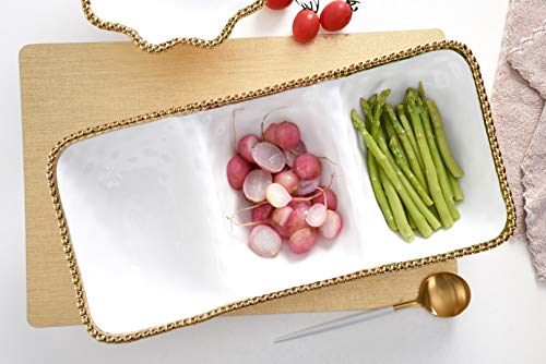 Pampa Bay Porcelain with Titanium Finish 3-Section Serving Tray Platter (Gold)