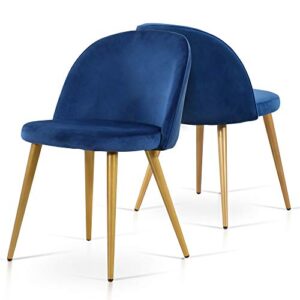 ivinta royal blue dining chairs set of 2, upholstered velvet accent chairs for living room dining room kitchen, modern side chairs with gold legs…