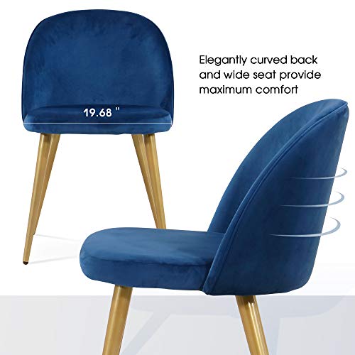 ivinta Royal Blue Dining Chairs Set of 2, Upholstered Velvet Accent Chairs for Living Room Dining Room Kitchen, Modern Side Chairs with Gold Legs…